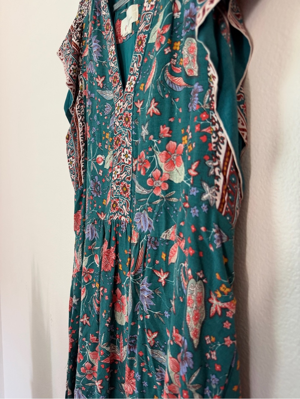 Floral teal mini dress